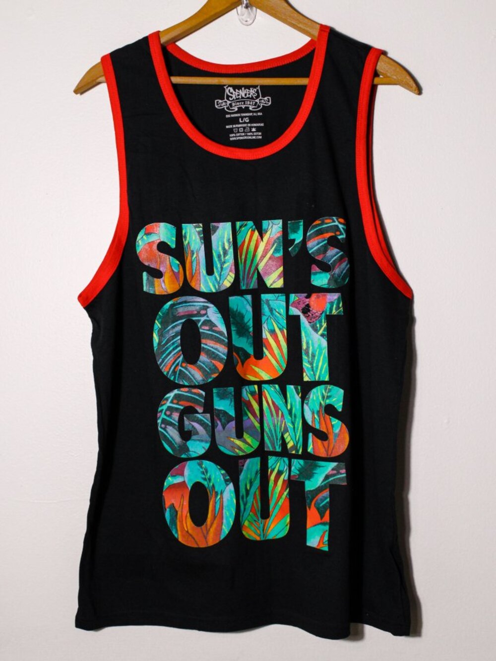 Spencer's Sun's Out Guns Out Ringer Tank Top Size L